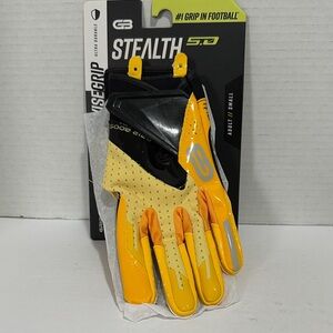 Stealth 5.0 Yellow Football Gloves Visegrip Grip Boost Men Adult Small